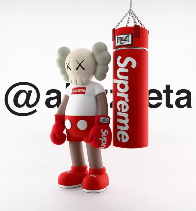 Kaws Box Supreme Textured Low-poly 3D model_4