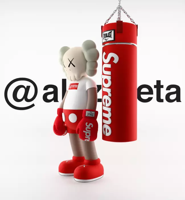 Kaws Box Supreme Textured Low-poly 3D model_6