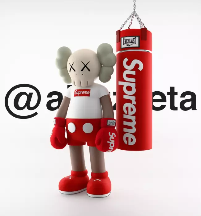 Kaws Box Supreme Textured Low-poly 3D model_3