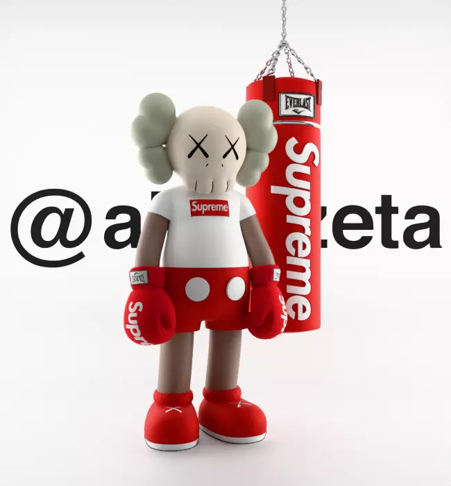 Kaws Box Supreme Textured Low-poly 3D model_35