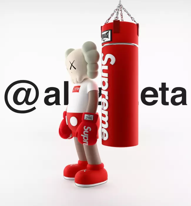 Kaws Box Supreme Textured Low-poly 3D model_7