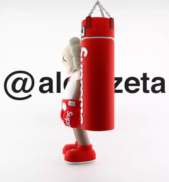 Kaws Box Supreme Textured Low-poly 3D model_9