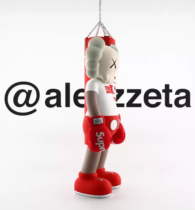 Kaws Box Supreme Textured Low-poly 3D model_30