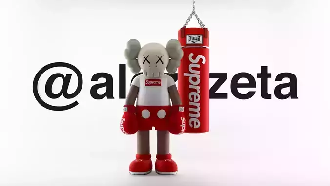 Kaws Box Supreme Textured Low-poly 3D model