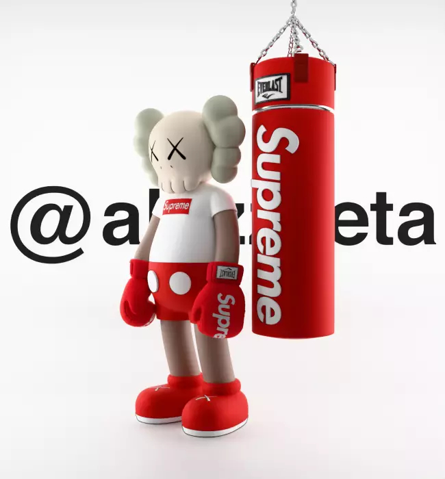Kaws Box Supreme Textured Low-poly 3D model_5