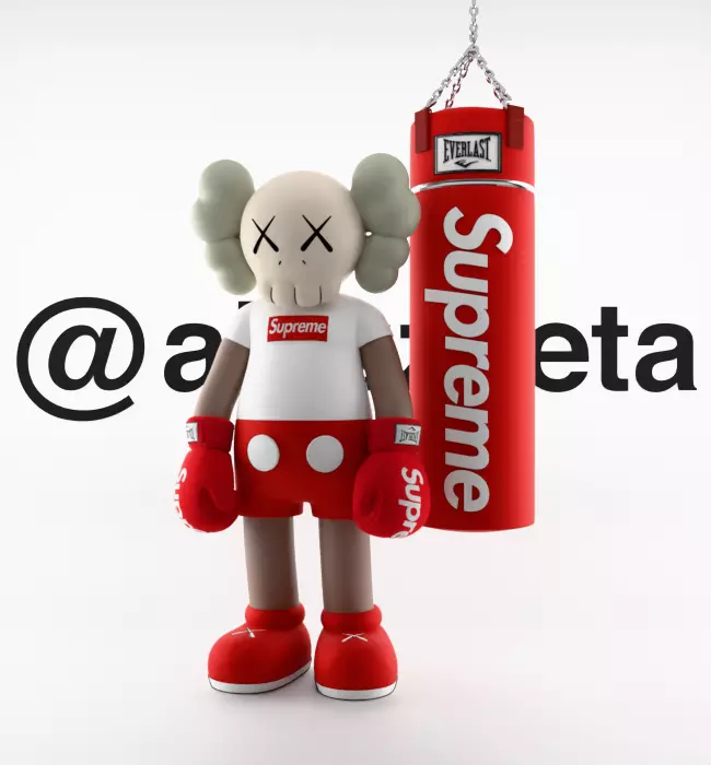 Kaws Box Supreme Textured Low-poly 3D model_2