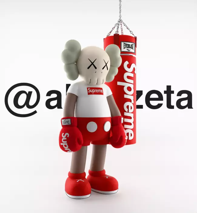 Kaws Box Supreme Textured Low-poly 3D model_34