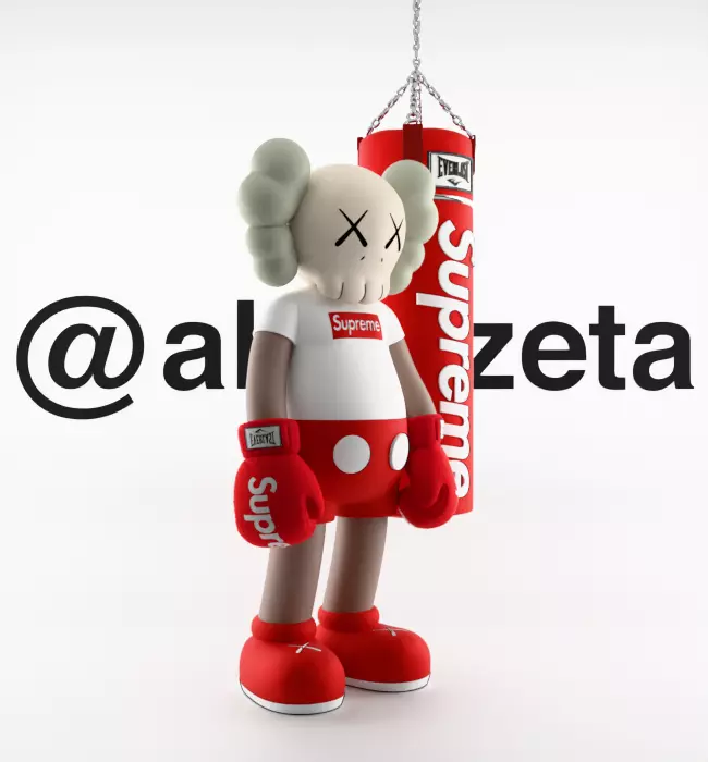 Kaws Box Supreme Textured Low-poly 3D model_33