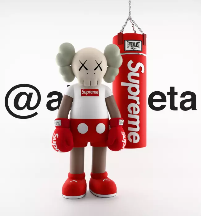 Kaws Box Supreme Textured Low-poly 3D model_36