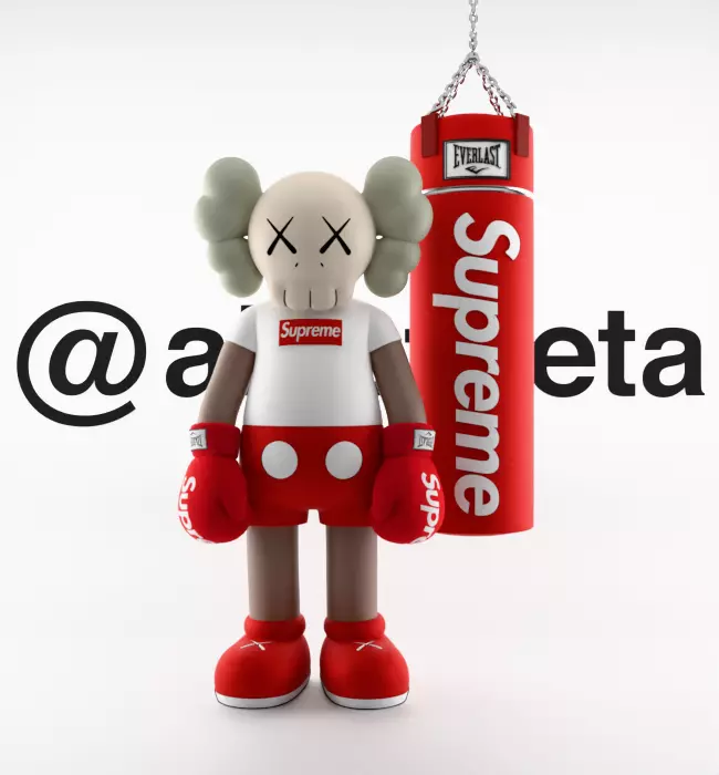 Kaws Box Supreme Textured Low-poly 3D model_1