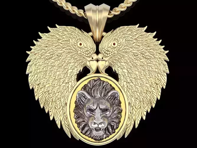 Eagle lion pendant  gold printable jewelry 3D model