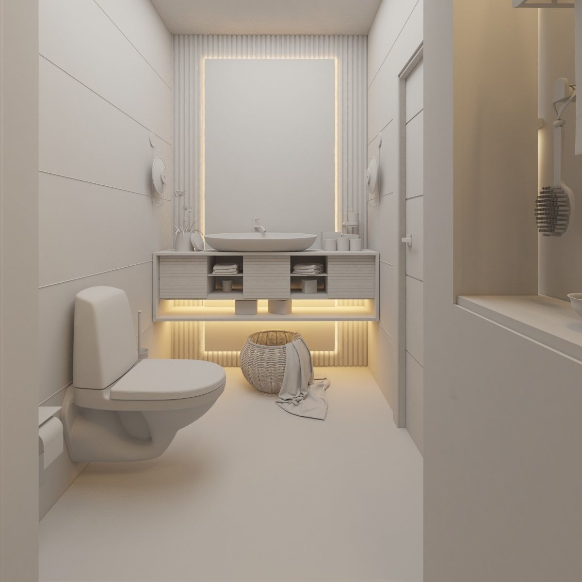 Bathroom modern with wooden flooring 3D model_3