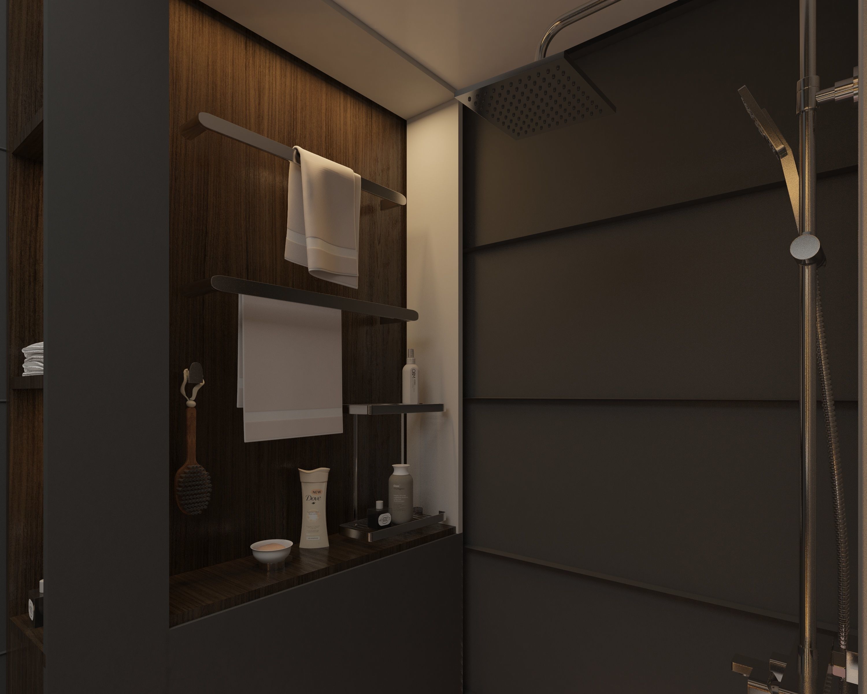 Bathroom modern with wooden flooring 3D model_7