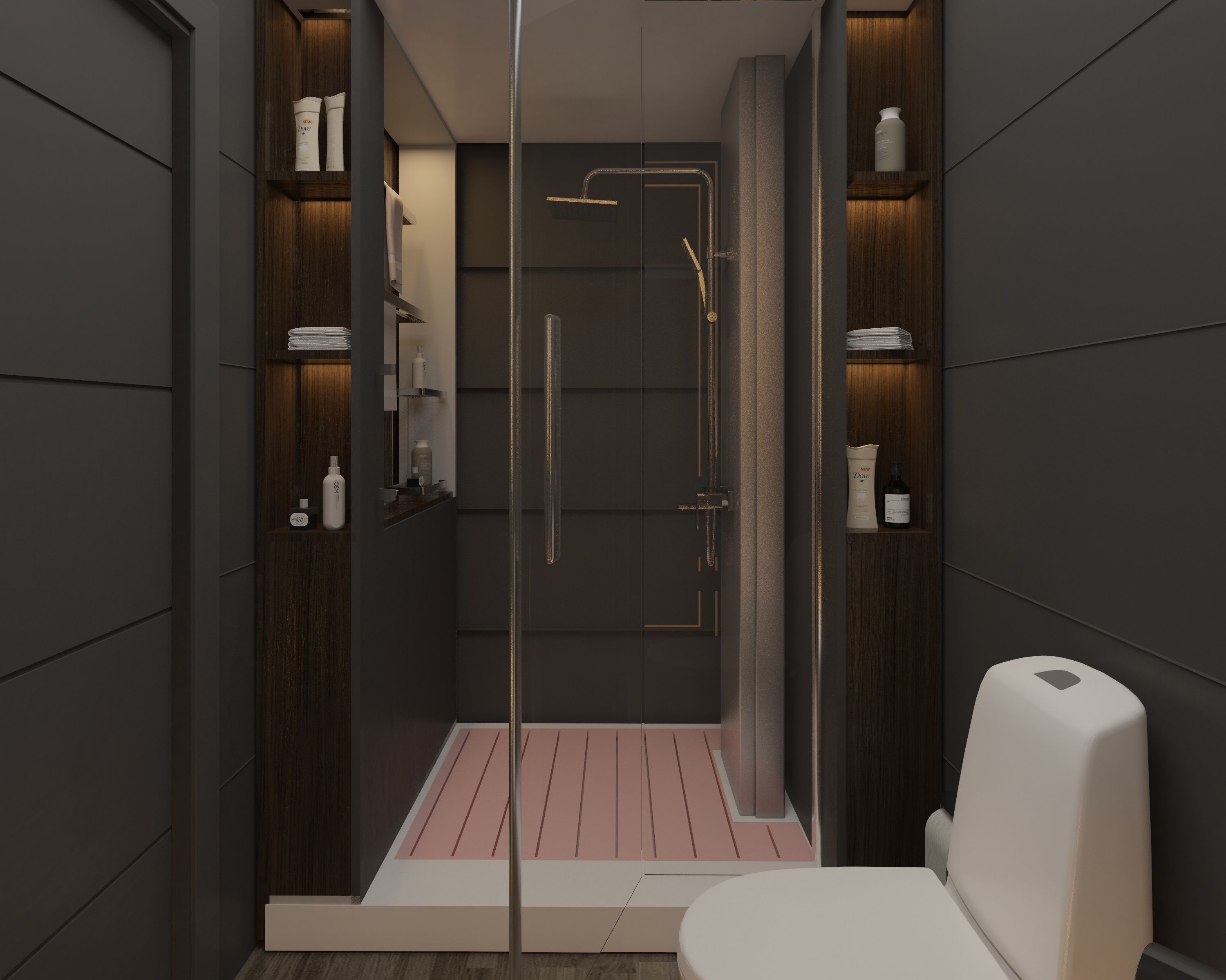 Bathroom modern with wooden flooring 3D model_4