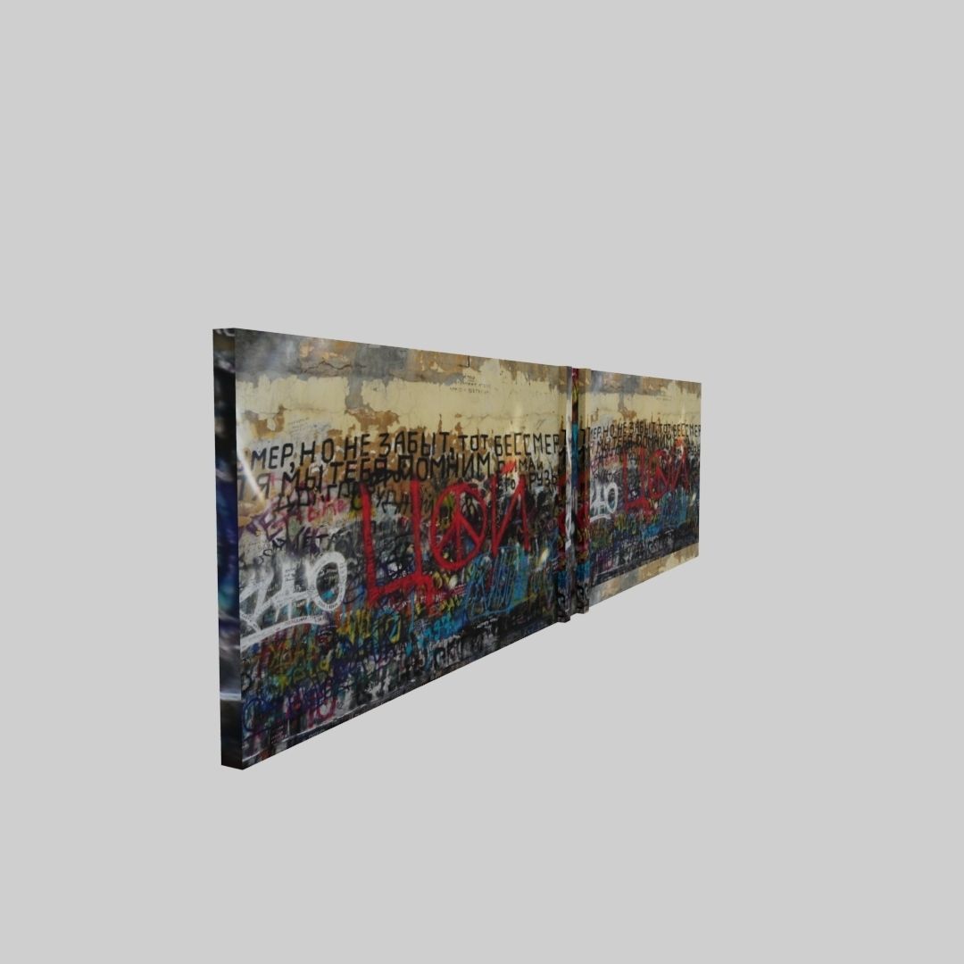 graffiti wall Low-poly 3D model_2