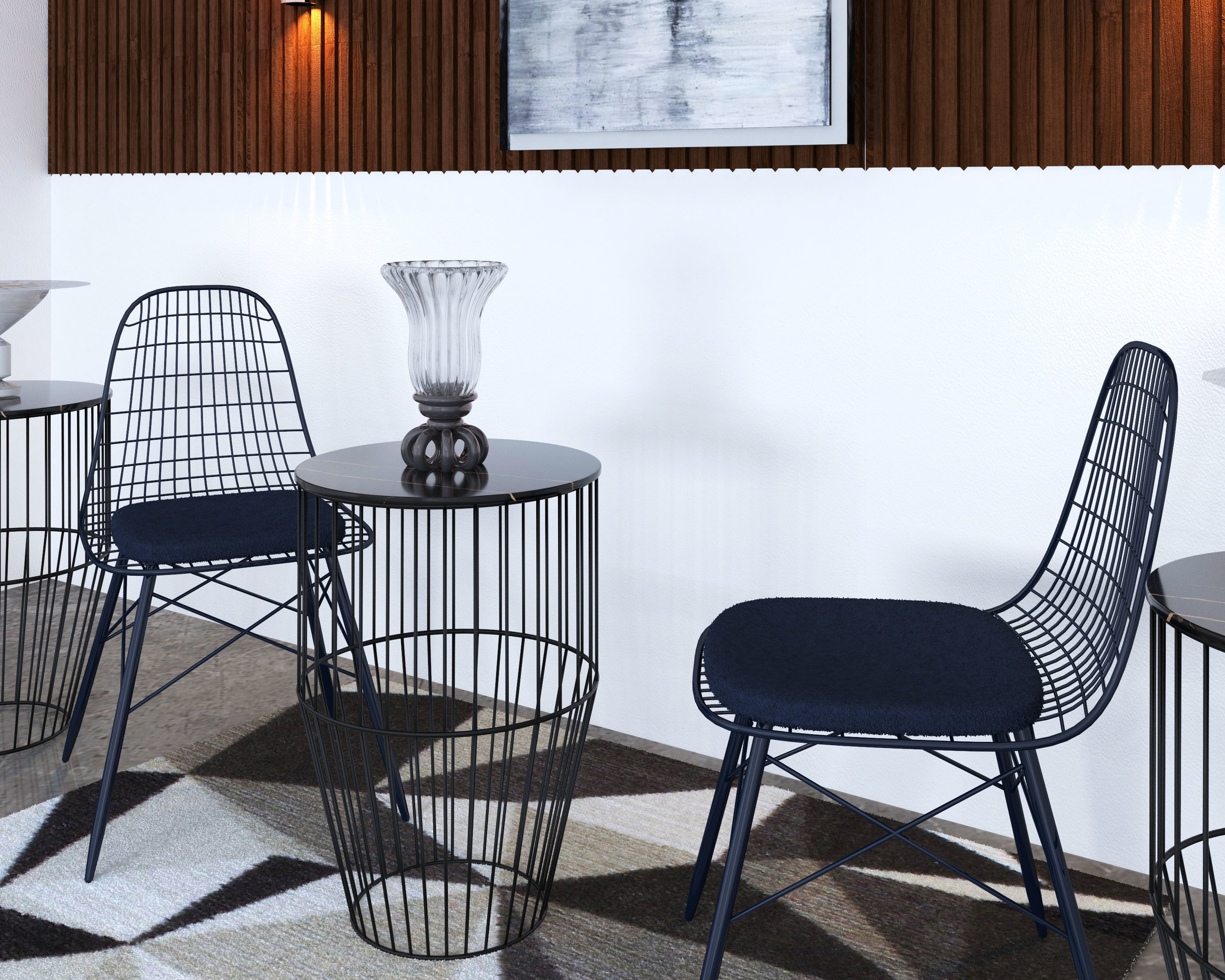 chair modern living room with two chairs and rug 3D model_2