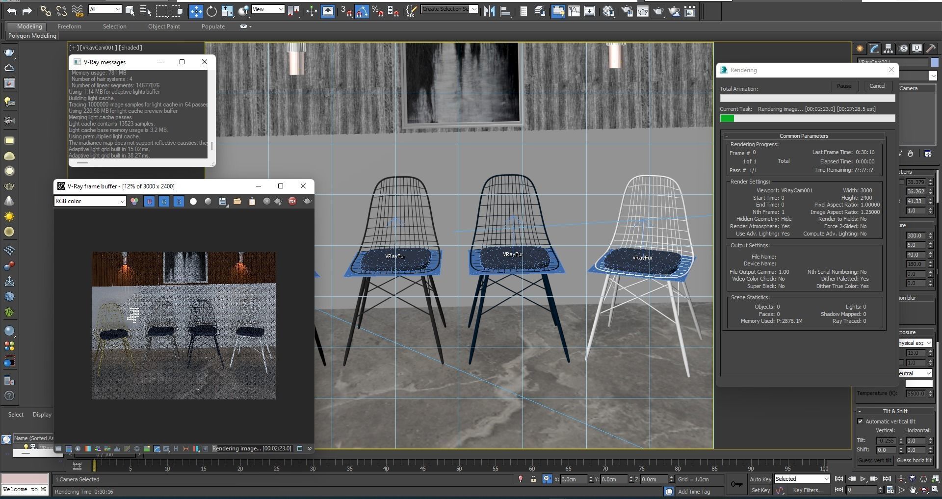 chair modern living room with two chairs and rug 3D model_6