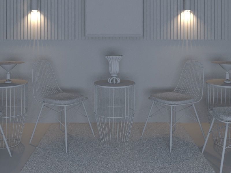 chair modern living room with two chairs and rug 3D model_4