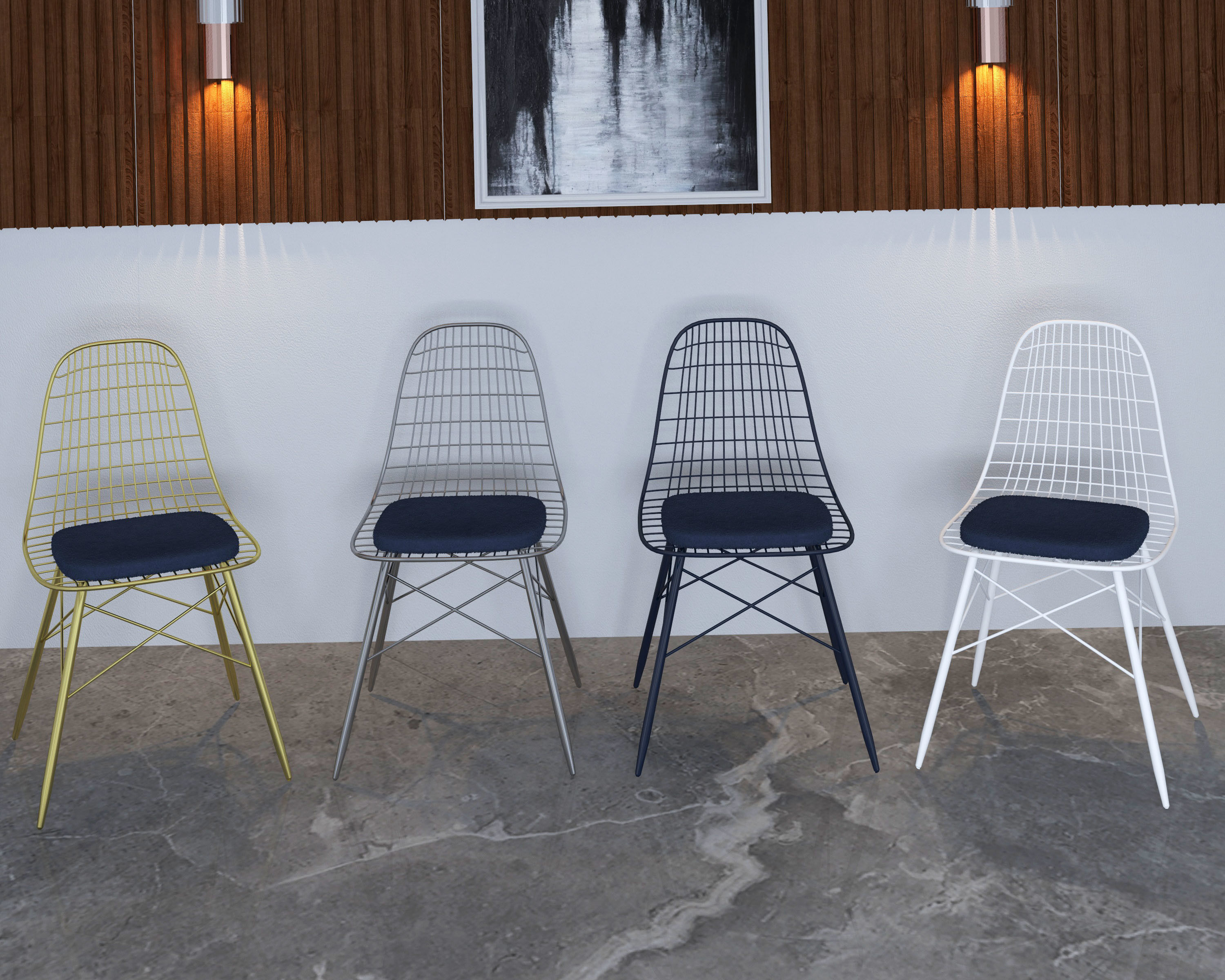 chair modern living room with two chairs and rug 3D model_1