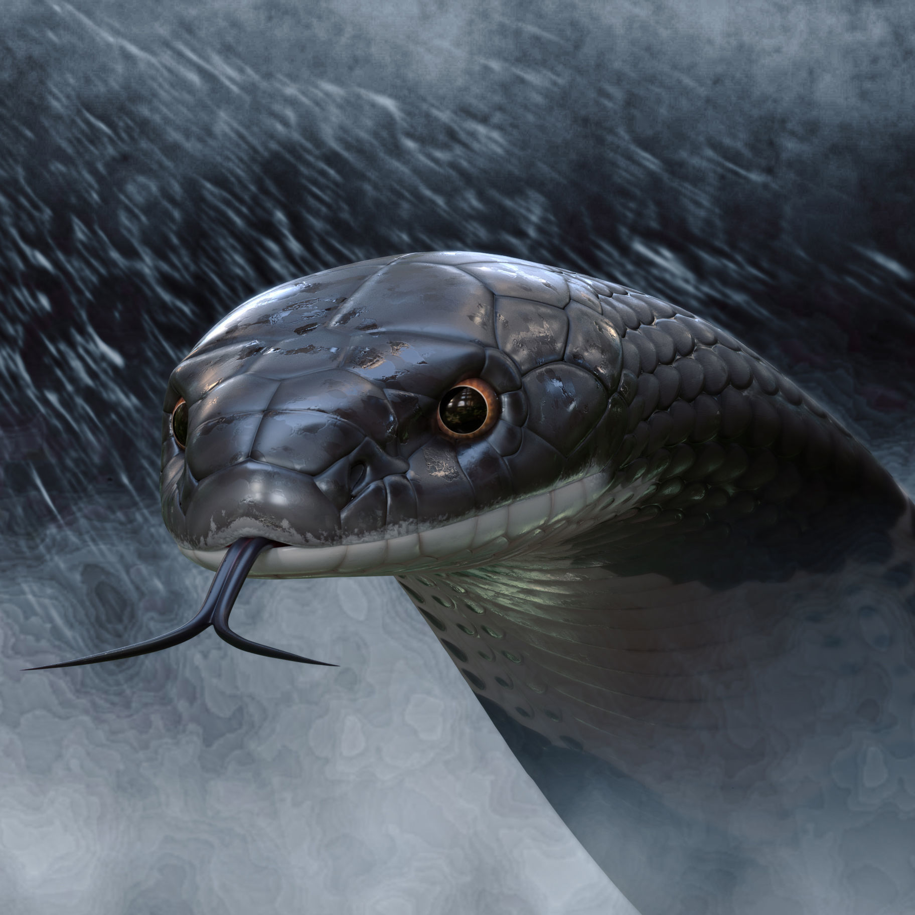 King Cobra Rig Realistic Low-poly 3D model_3