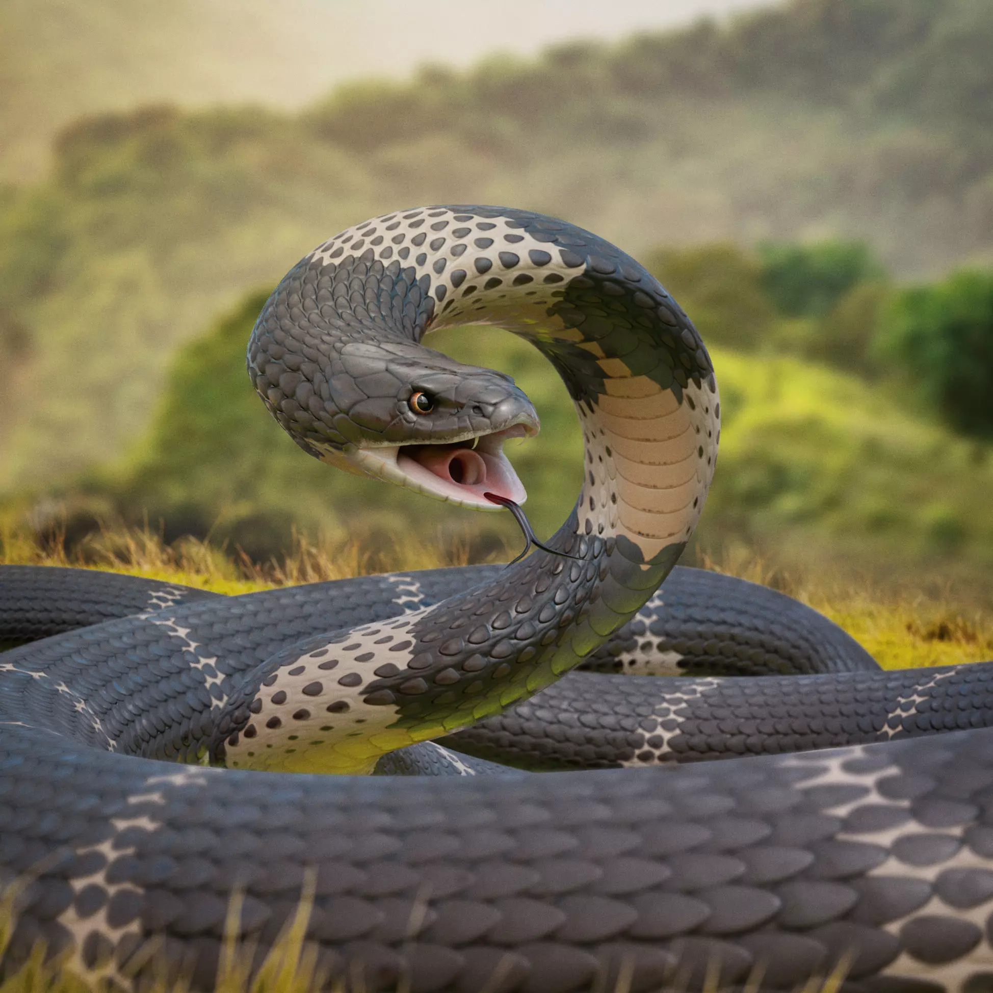 King Cobra Rig Realistic Low-poly 3D model_0