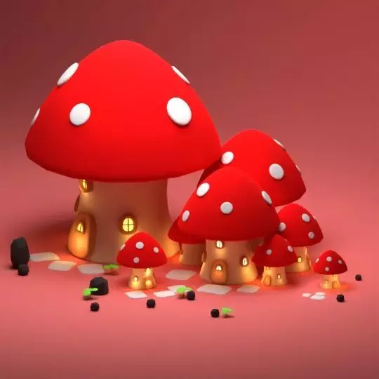 Mushroom houses 3D model
