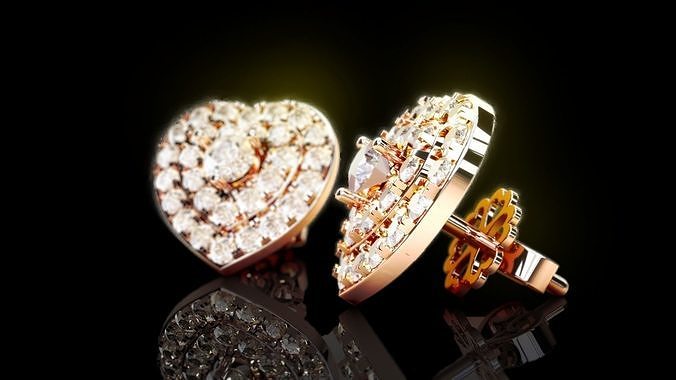 Love Heart Stud Earrings 2 3D print model