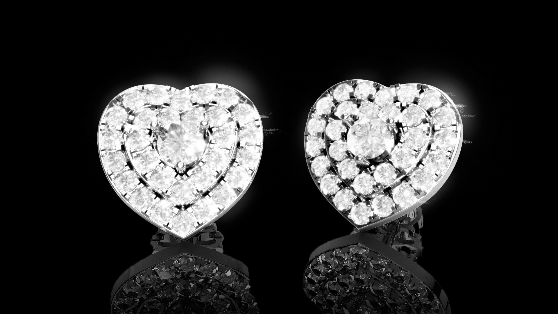 Love Heart Stud Earrings 2 3D print model_3