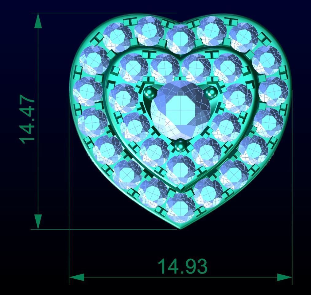 Love Heart Stud Earrings 2 3D print model_4