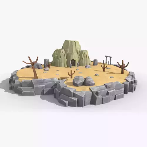 Island cartoon x7 Low-poly 3D model