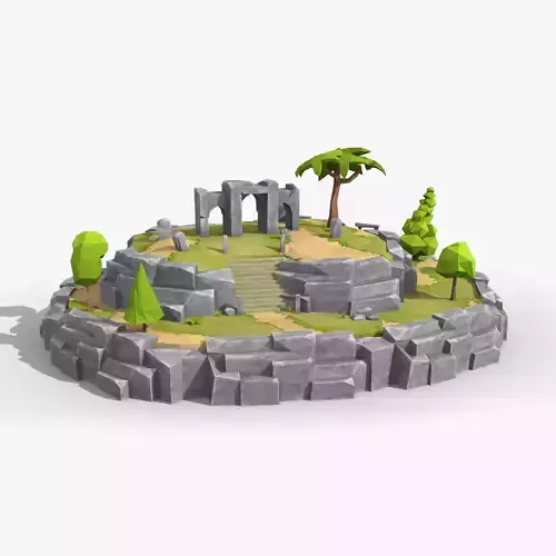 Island cartoon x8 Low-poly 3D model
