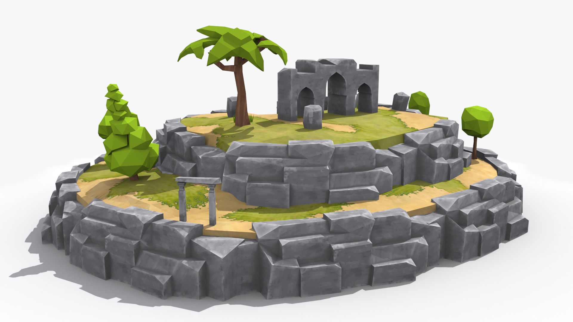 Island cartoon x8 Low-poly 3D model_3