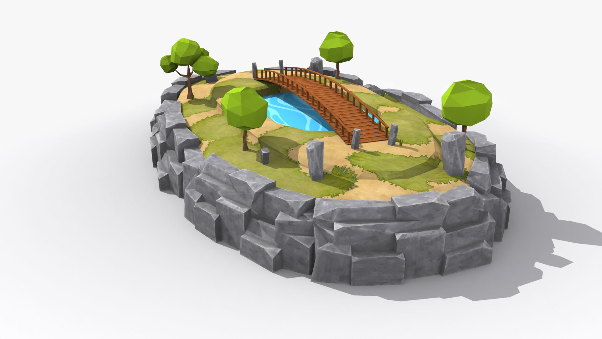 Island cartoon x9 Low-poly 3D model_2