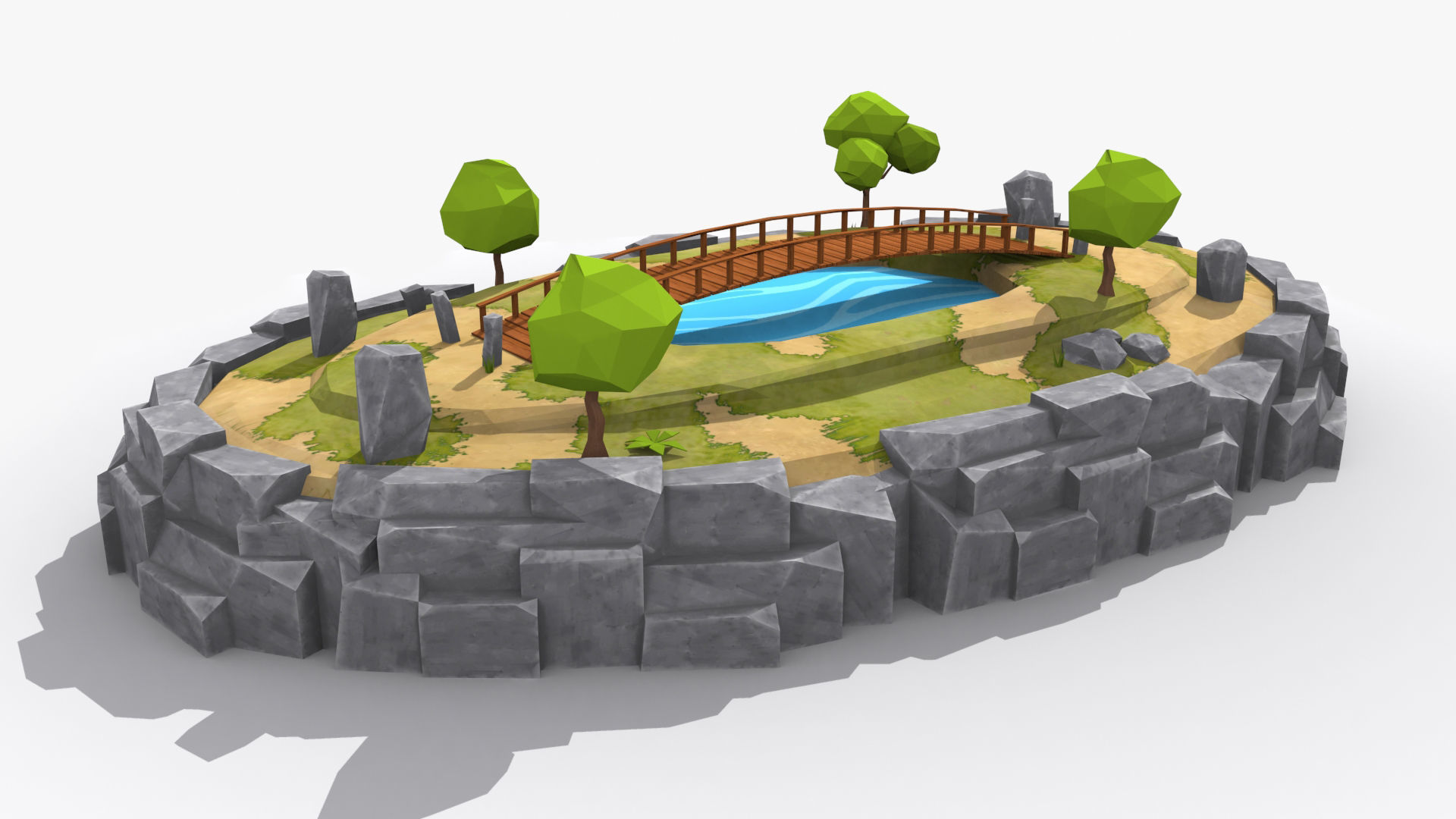 Island cartoon x9 Low-poly 3D model_3