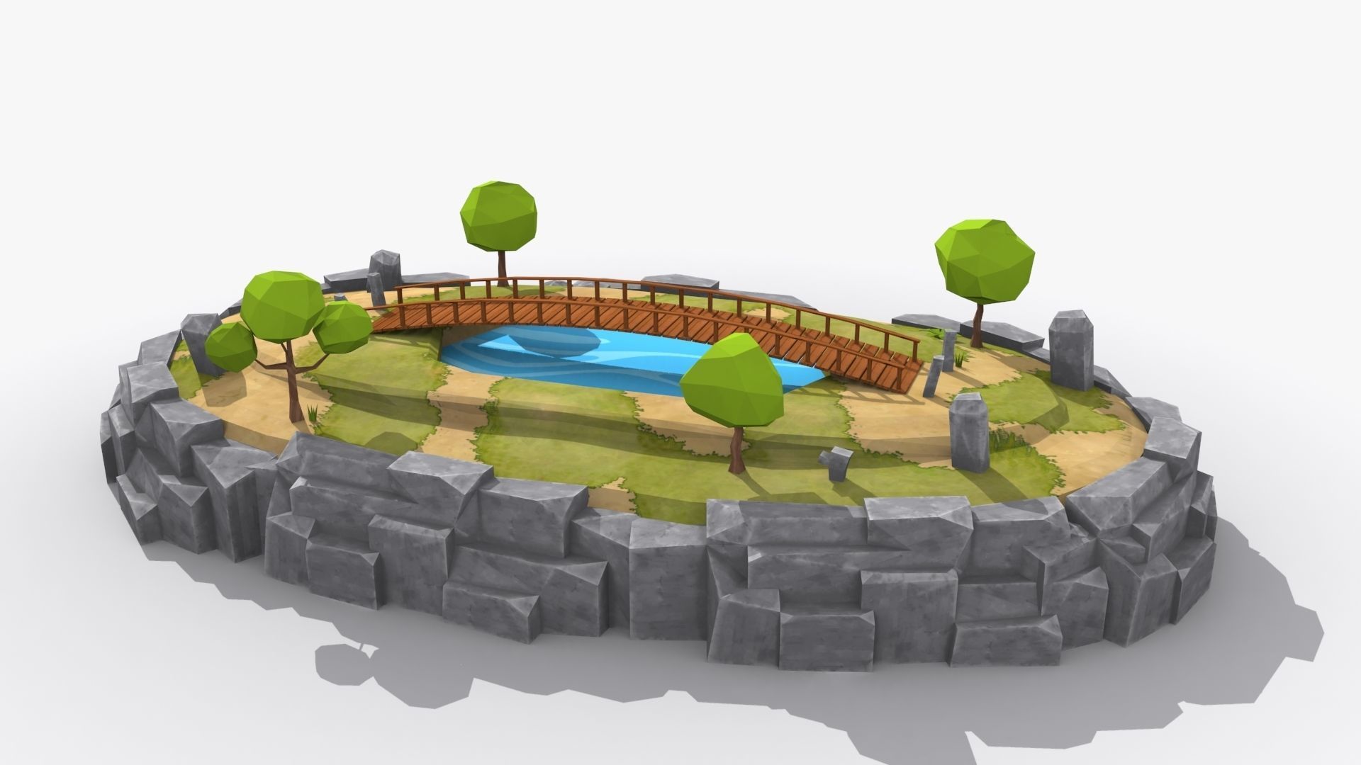Island cartoon x9 Low-poly 3D model_1