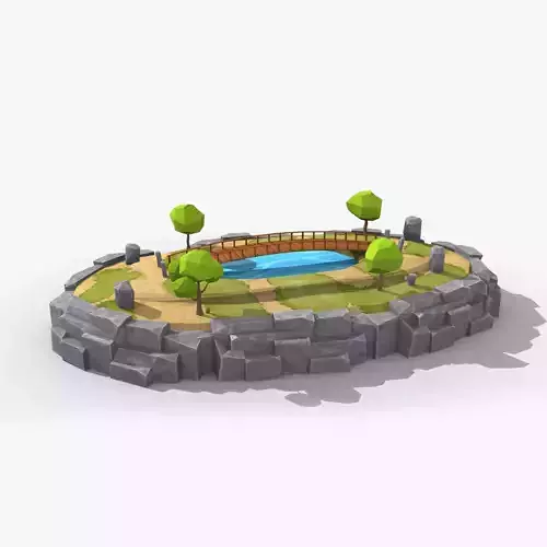 Island cartoon x9 Low-poly 3D model