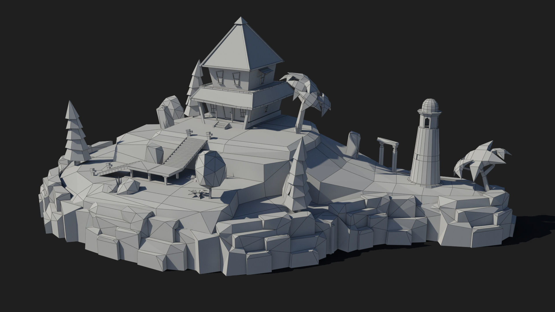 Island cartoon x10 Low-poly 3D model_5