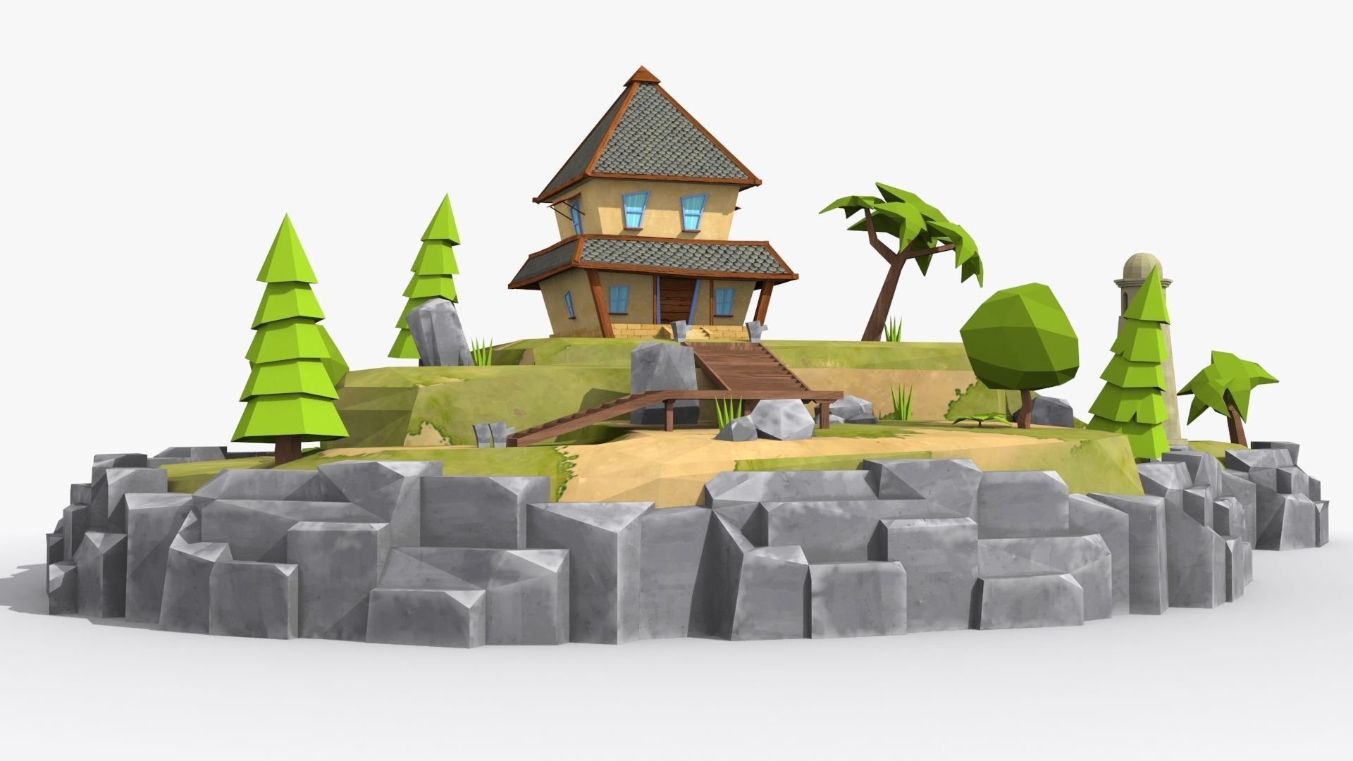 Island cartoon x10 Low-poly 3D model_3