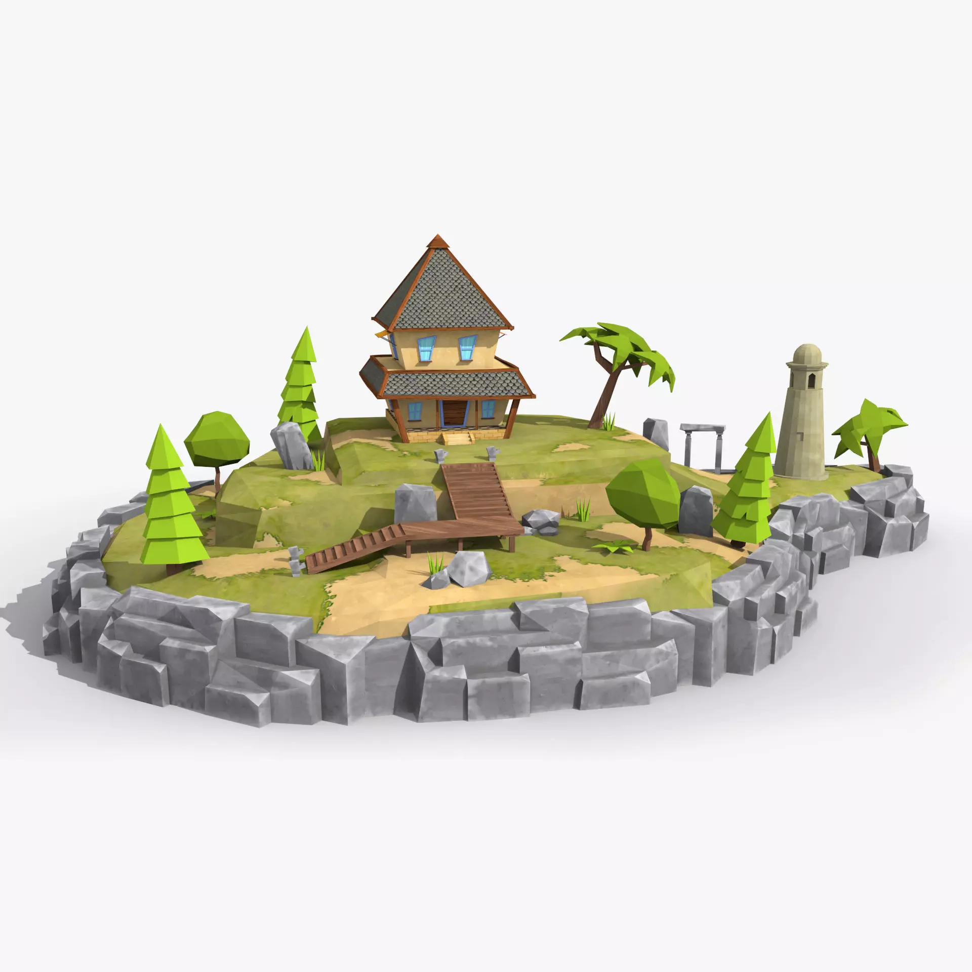 Island cartoon x10 Low-poly 3D model_0