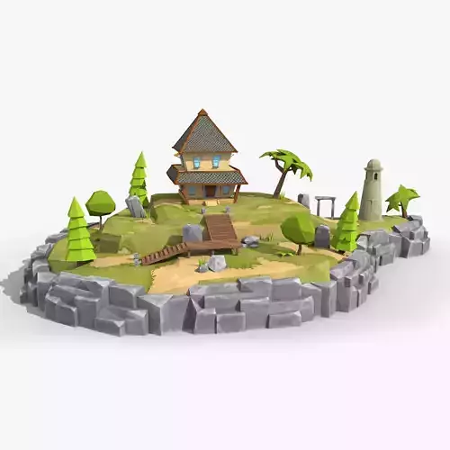 Island cartoon x10 Low-poly 3D model