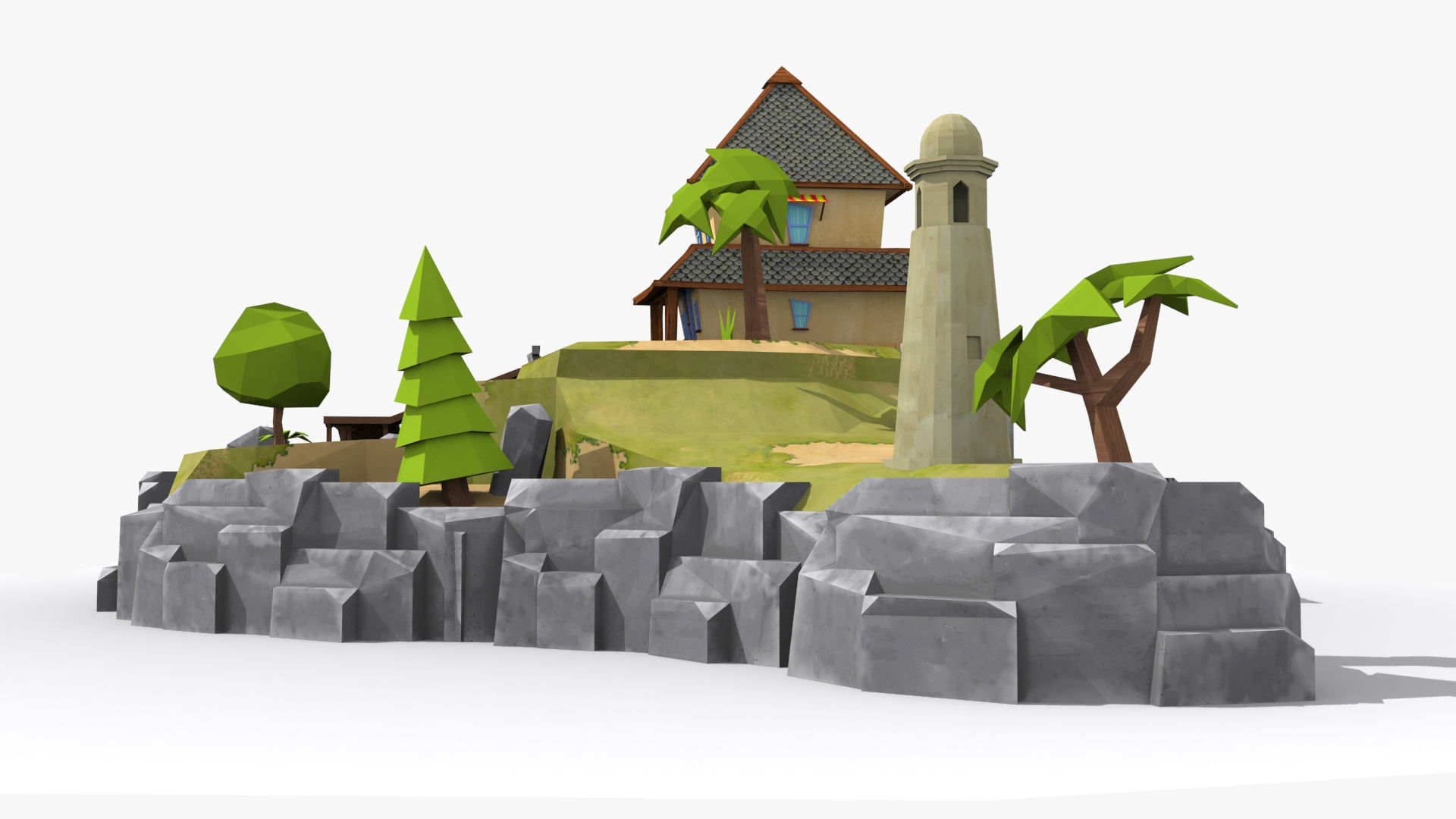 Island cartoon x10 Low-poly 3D model_2