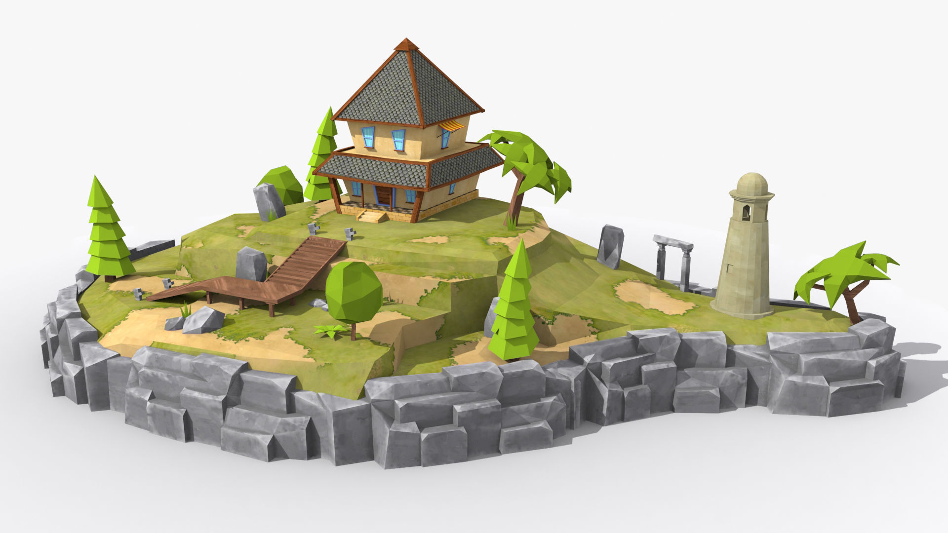 Island cartoon x10 Low-poly 3D model_1