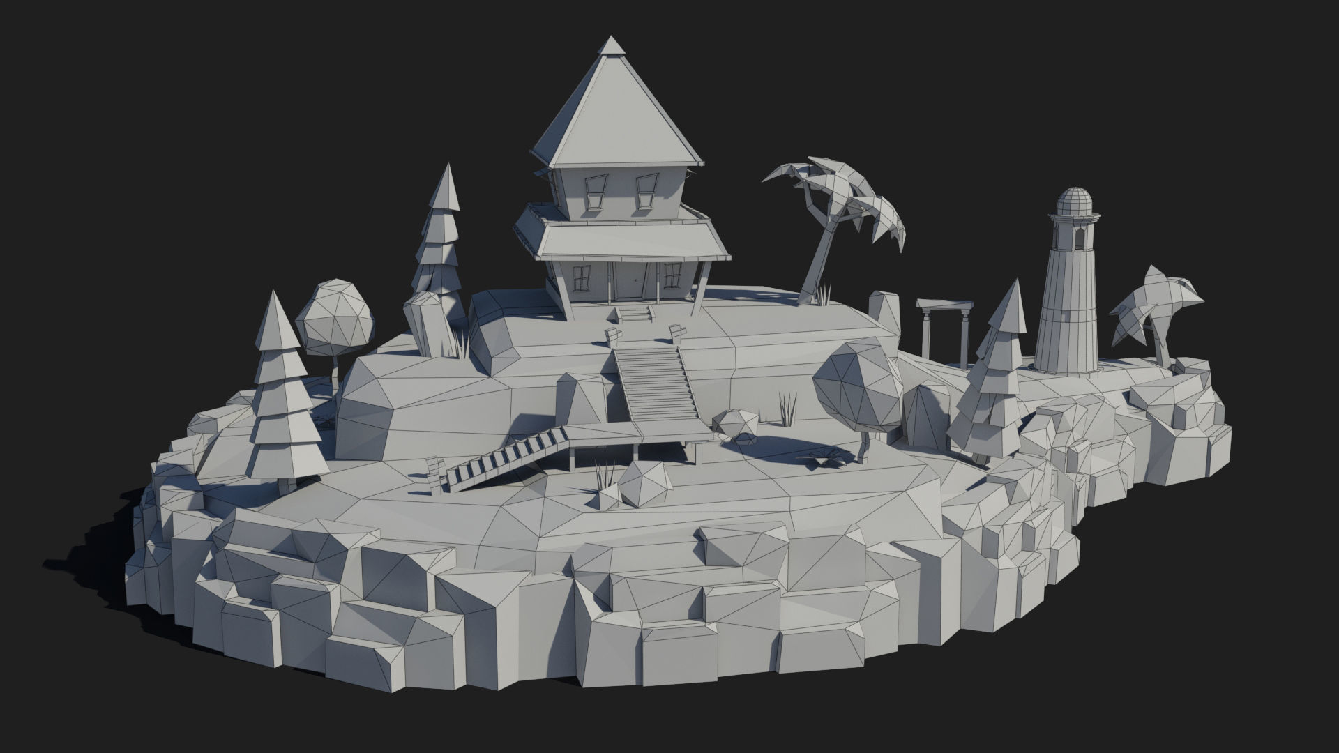 Island cartoon x10 Low-poly 3D model_4