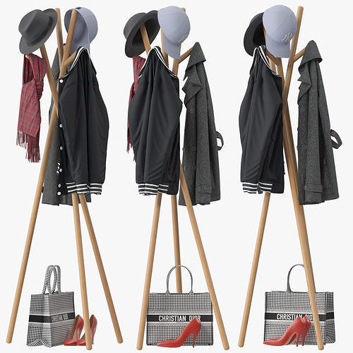 W-Stick Coat Rack 3D model