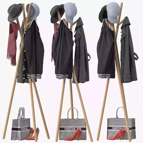 W-Stick Coat Rack 3D model