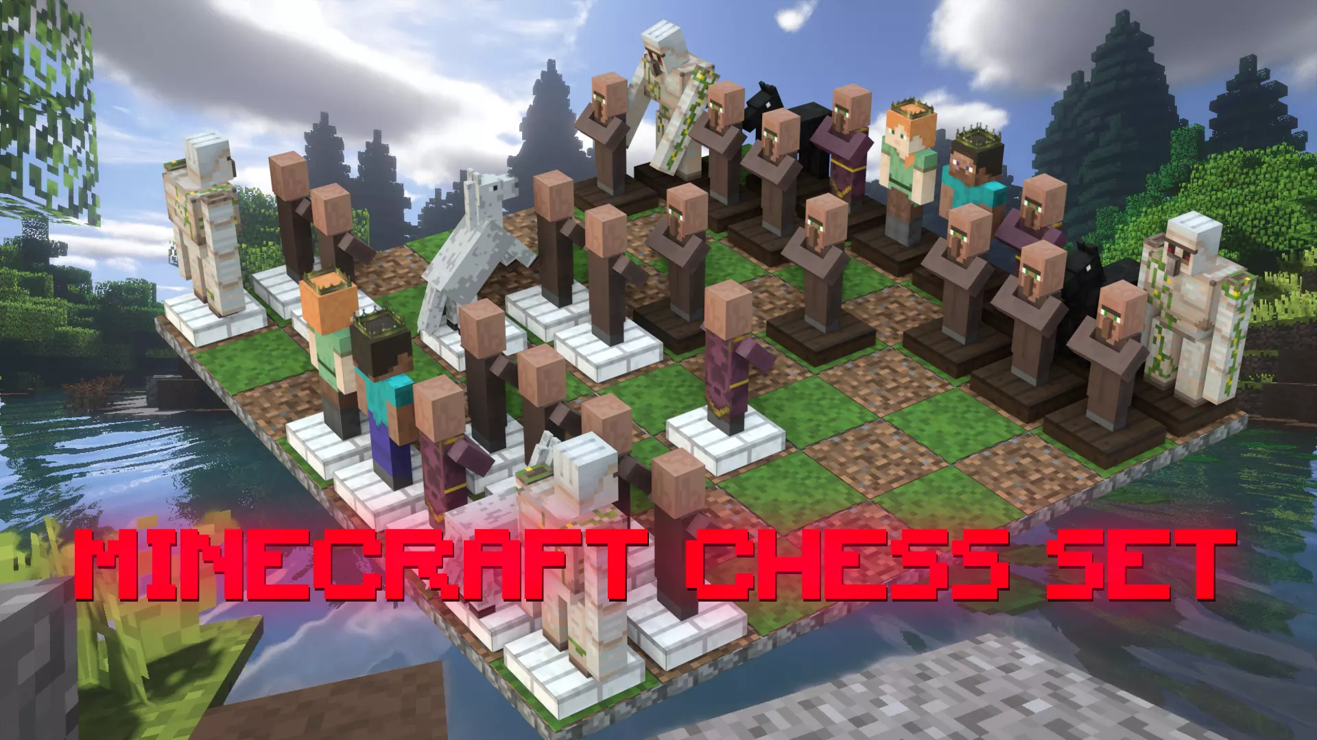 Minecraft Themed Chess Set Low-poly 3D model_0
