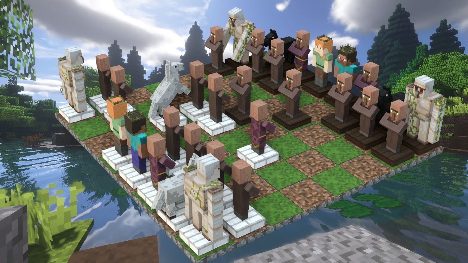 Minecraft Themed Chess Set Low-poly 3D model_3