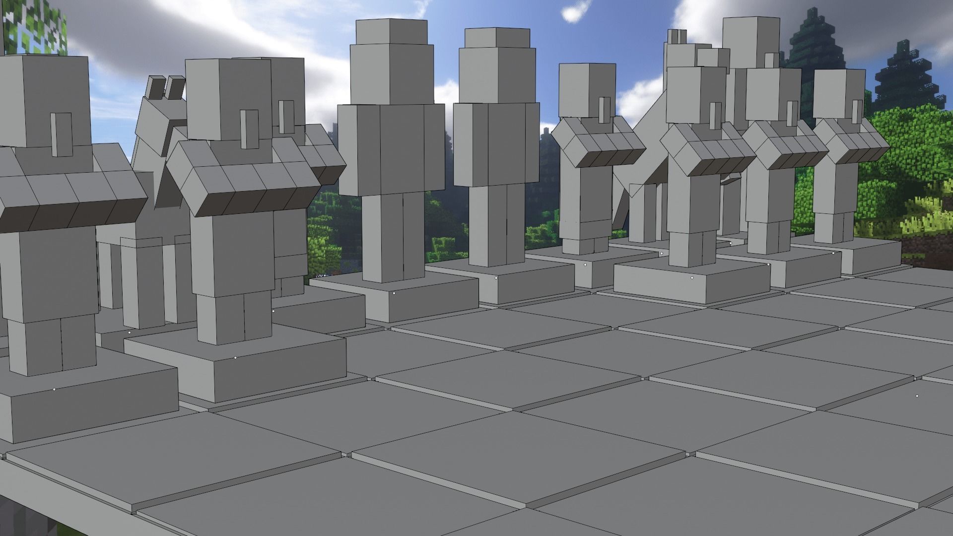 Minecraft Themed Chess Set Low-poly 3D model_10