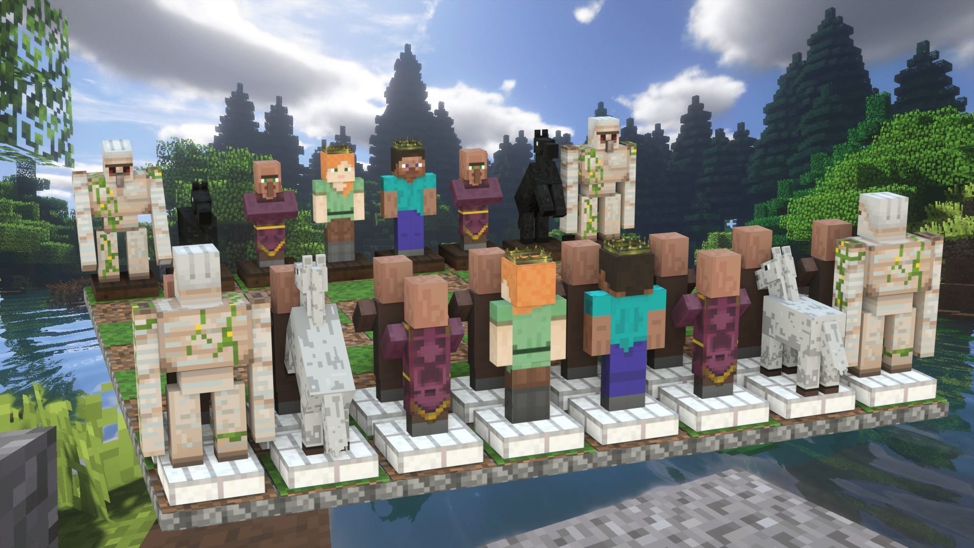 Minecraft Themed Chess Set Low-poly 3D model_4