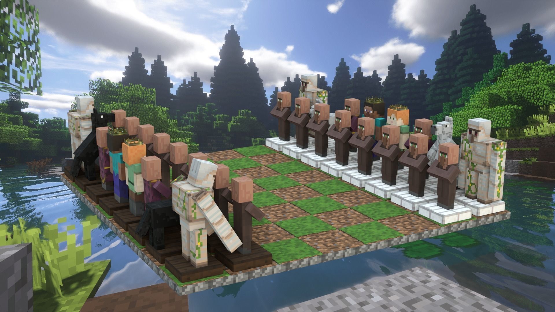 Minecraft Themed Chess Set Low-poly 3D model_2